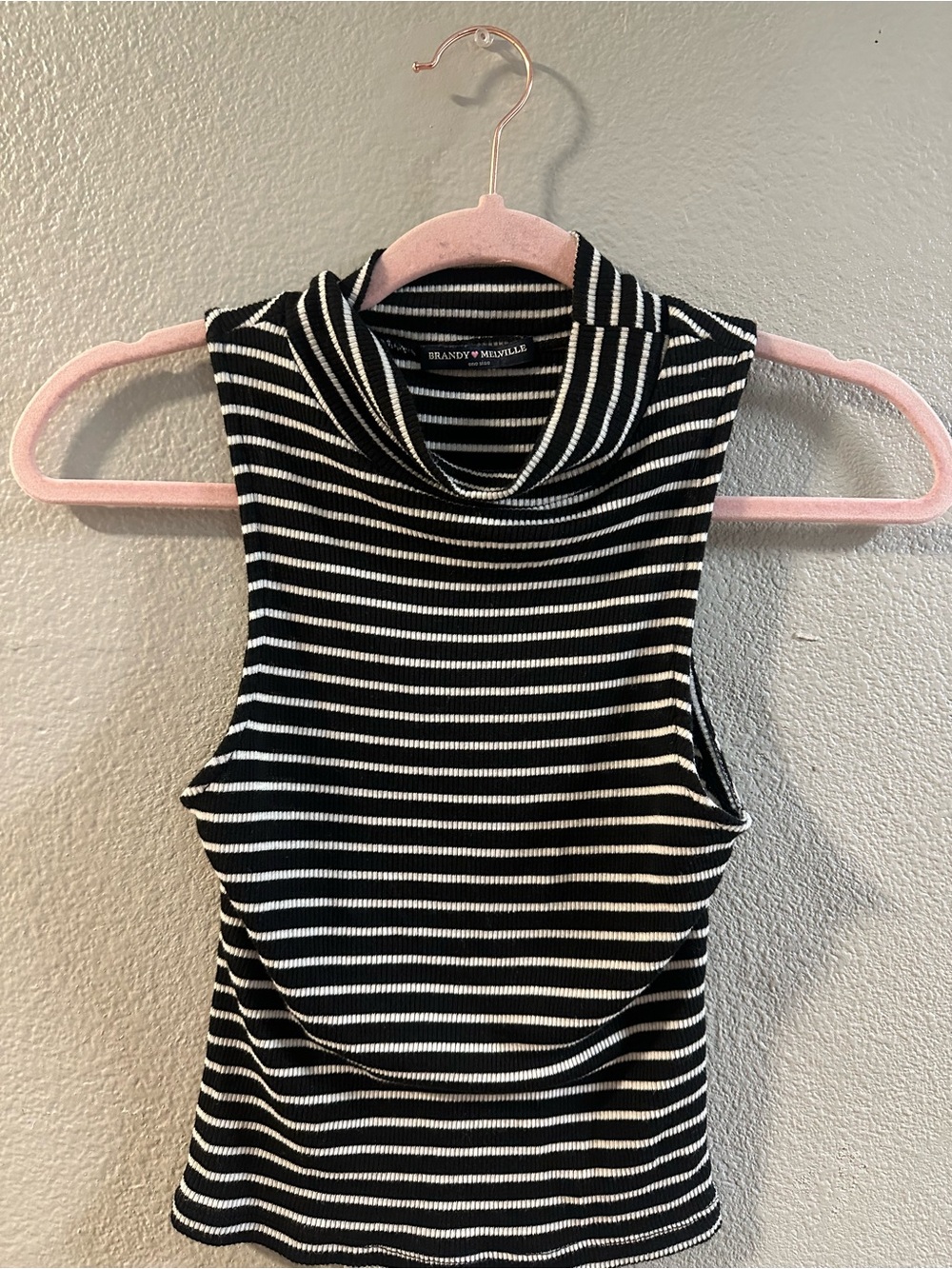 Brandy Melville Striped Cotton Tank Top in Black & White